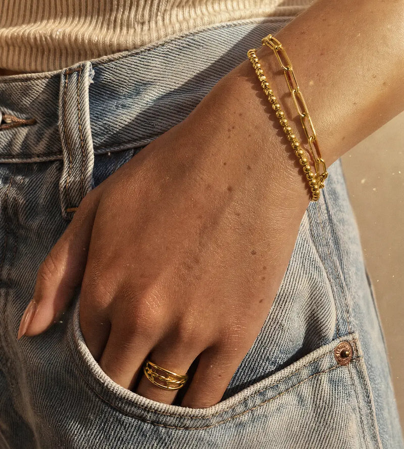 Bracelet Perles en or Be Lost, bijou femme en acier inoxydable 316L doré or 18 carats, vue 6
